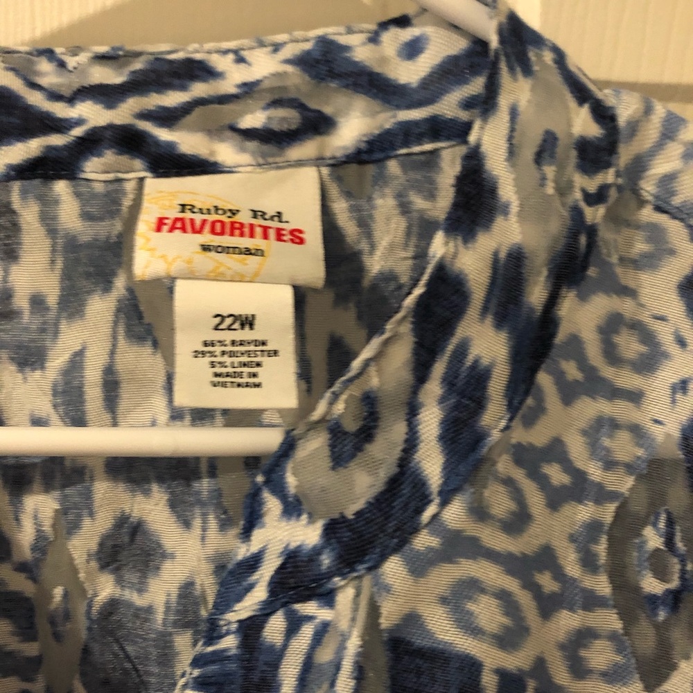 Ruby Rd. Blue Patterned Blouse - Picture 3 of 3